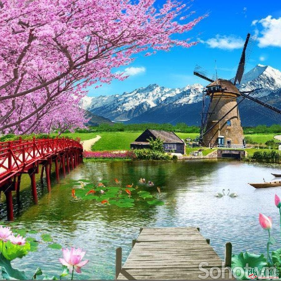 Tranh gạch ốp tường phong cảnh khổ đứng 3d - UN887