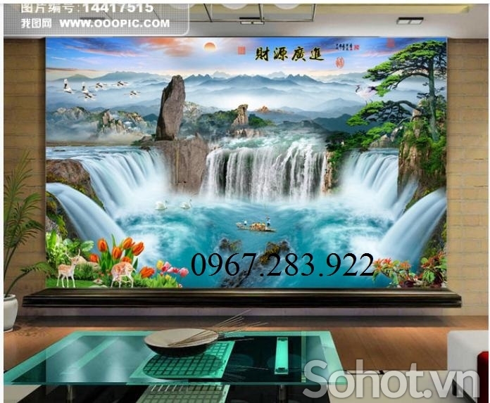 Gạch tranh- Tranh phong cảnh thác nước