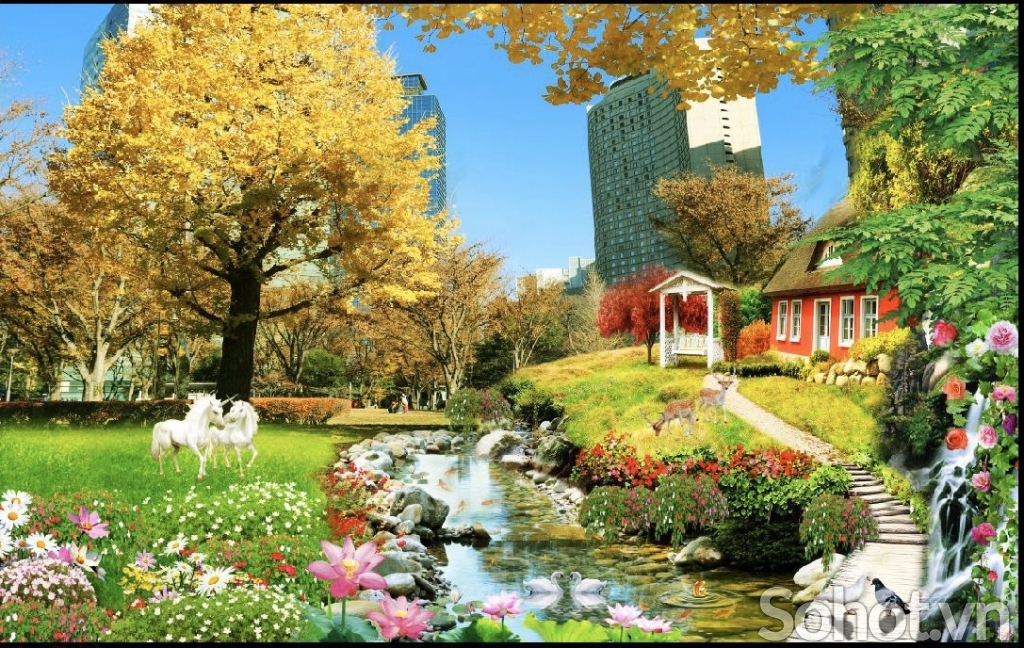 Gạch tranh 3D- tranh đồng quê