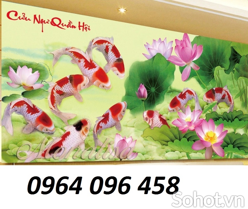 gạch tranh ốp tường cửu ngư quần hội - GCVC4