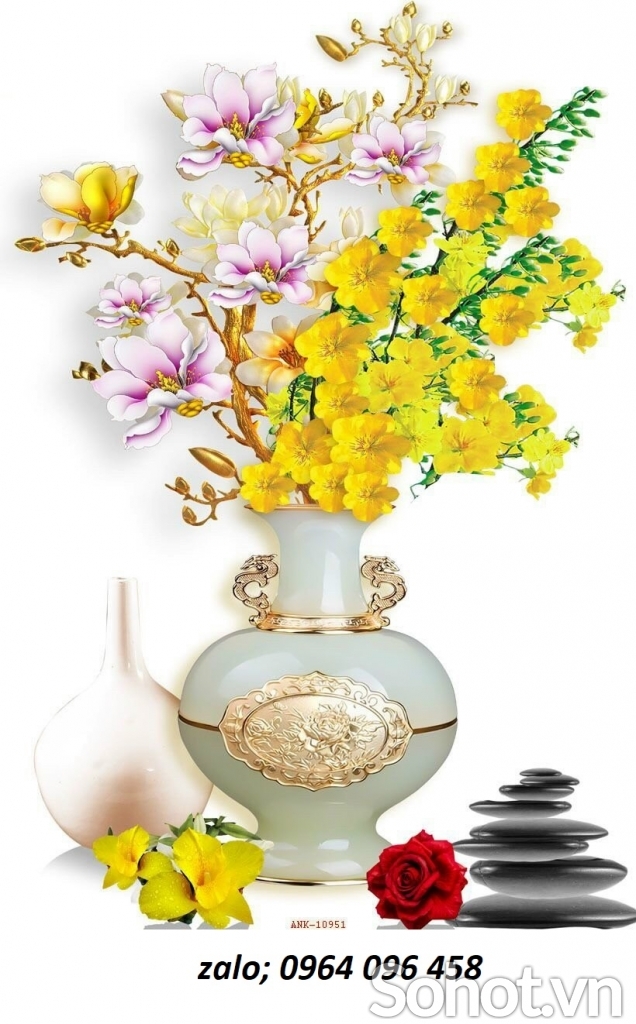 Tranh gạch 3d bình hoa - HDXZ333