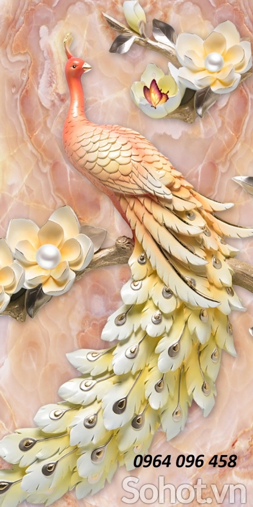 Tranh gạch 3d chim công - QCV43