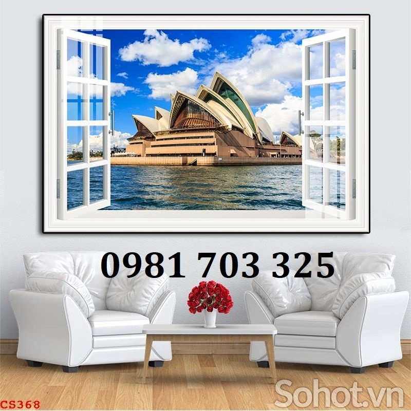 Gạch tranh 3d cảnh cửa sổ