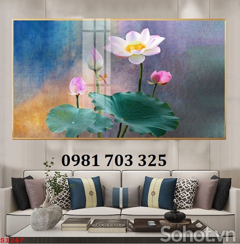 Tranh gạch 3d hoa sen phong thủy