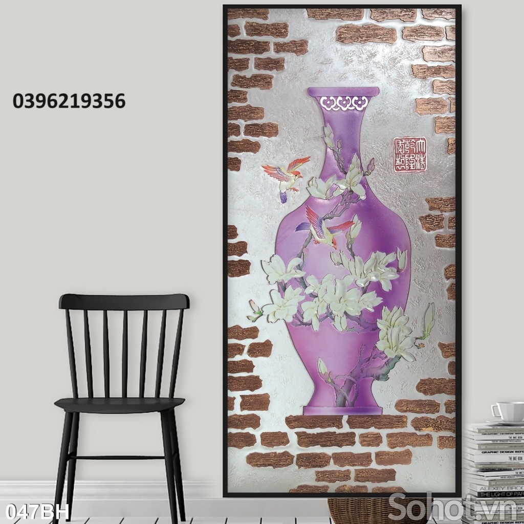 Tranh gạch đẹp bình hoa trang trí