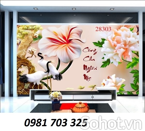 tranh 3D tùng hạc, gạch tranh trang trí