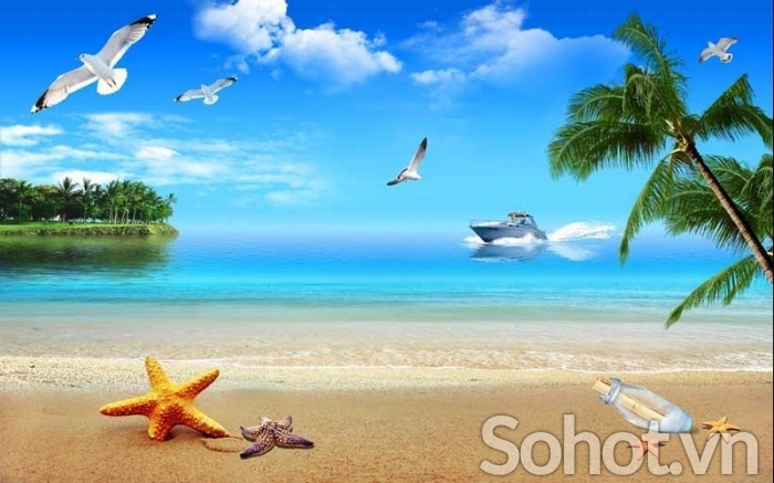 Tranh phong cảnh bờ biển 3d - XVCB86