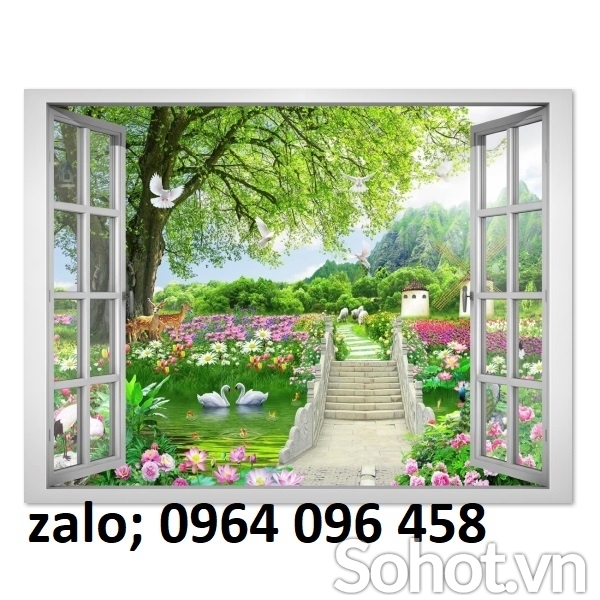 Tranh gạch 3d ốp tường tranh cửa sổ - CVX54