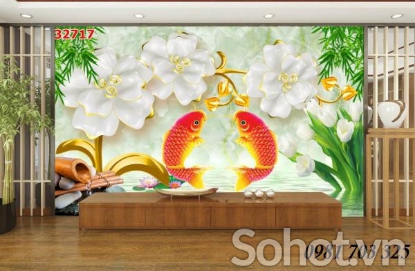 Tranh gạch 3d cá chép đẹp