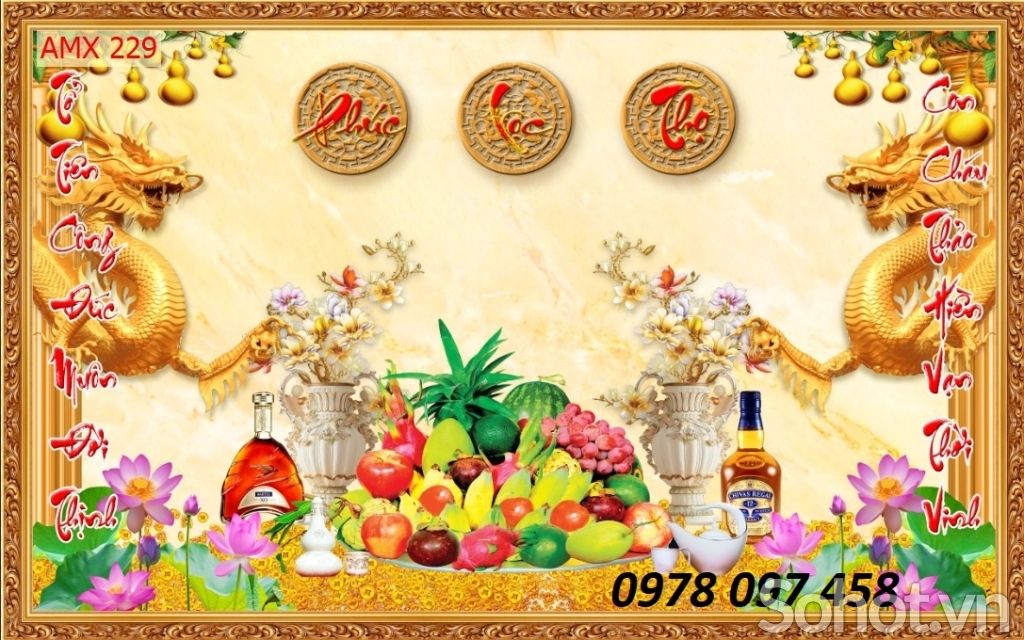 Tranh phòng thờ - gạch men 3D