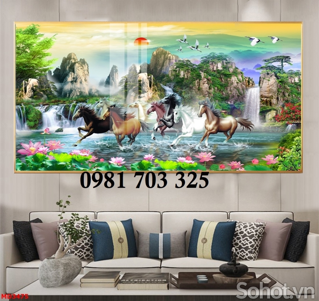 Tranh gạch mã đáo thành công, tranh phong thủy 3D