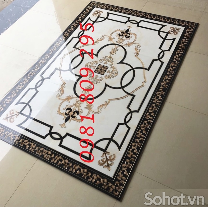 Gạch thảm hoa phòng khách khắc vàng SA3