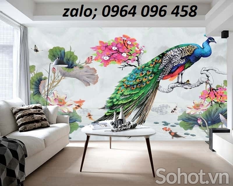 Tranh gạch 3d chim công LJG4