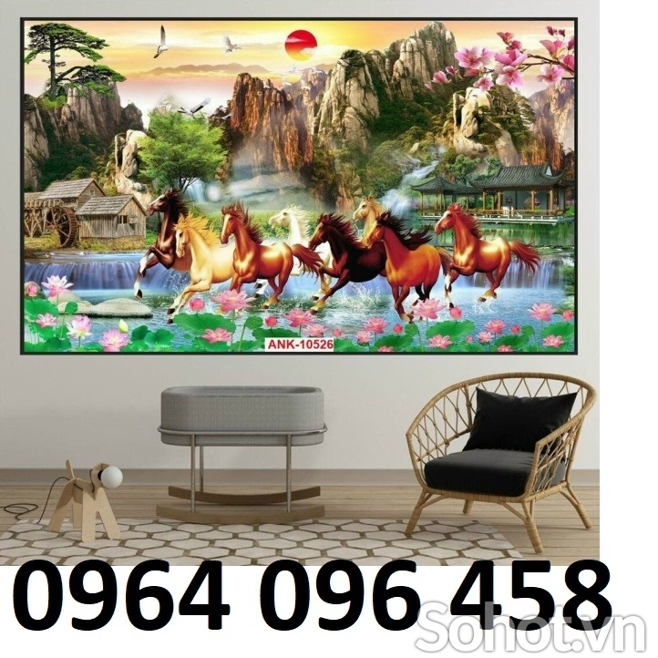 Tranh con ngựa 3d - tranh gạch 3d con ngựa - XCX643