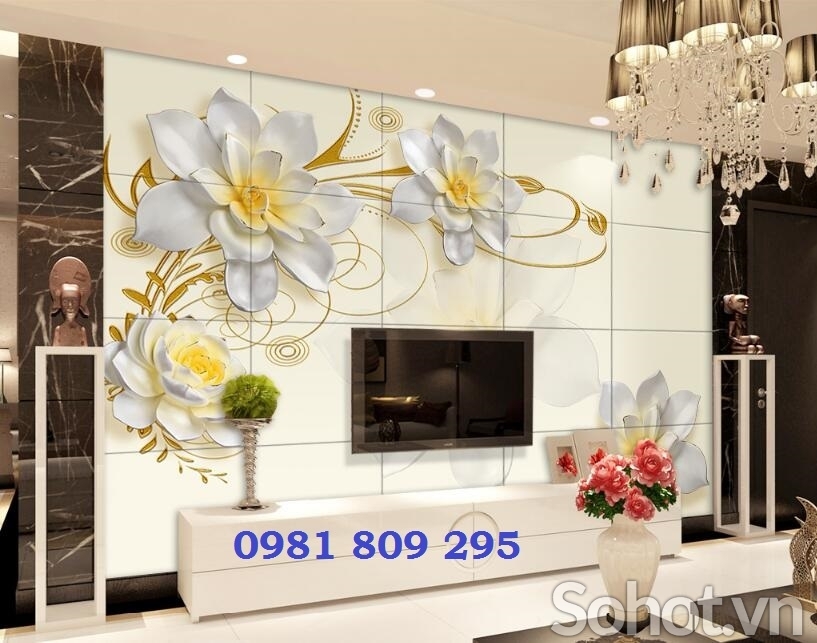 Tranh 3d hoa ngọc- tranh dán tường bằng gạch hp999