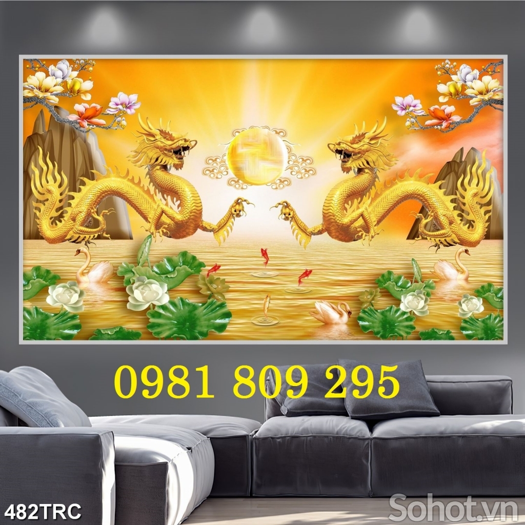 Mẫu gạch 3d trang trí ban thờ hình rồng