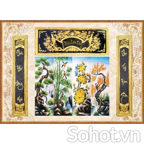 Tranh gạch 3d câu đối phòng thờ - HH5