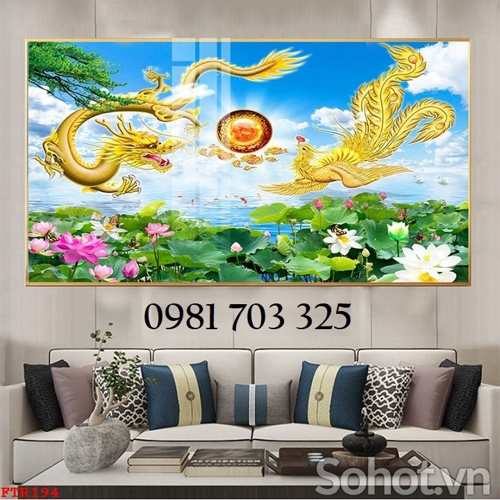 Tranh gạch long phượng phong thủy đẹp