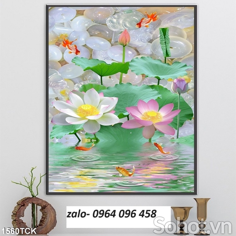 Tranh gạch 3d hoa sen 3d ốp tường - 653CN