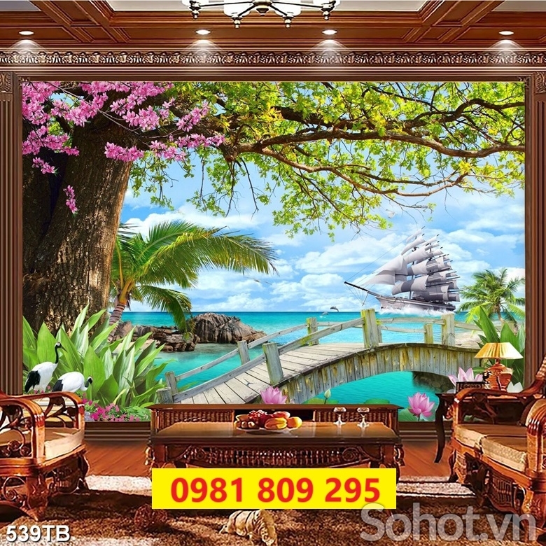 Gạch ốp tường 3d thuyền buồm