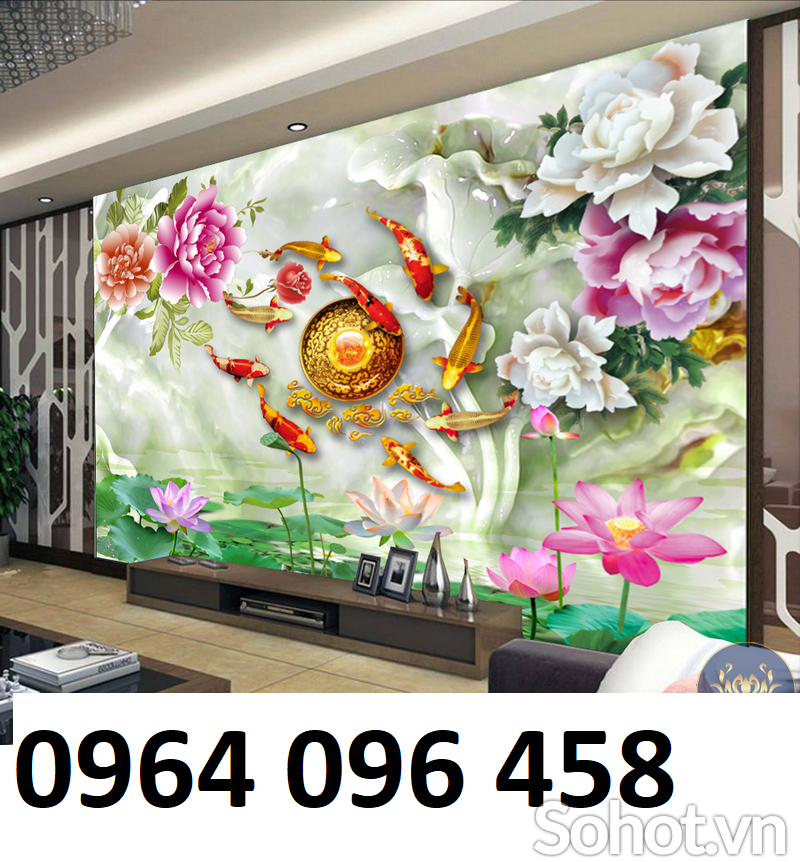 Tranh cá tranh gạch 3d cá chép LJ7