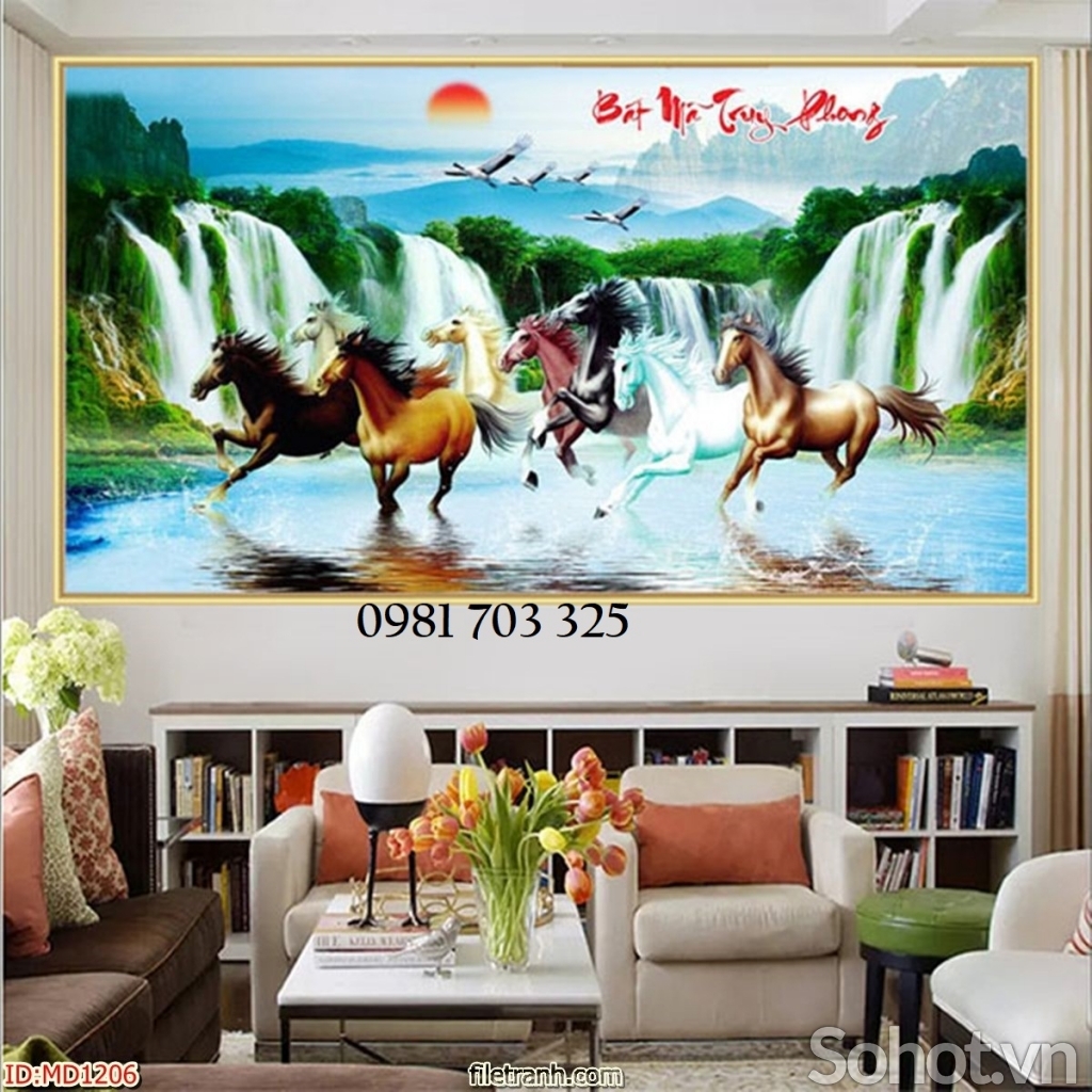 Tranh mã đáo thành công, tranh gạch men 3D phong thủy