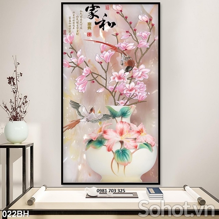 Gạch tranh bình hoa 3D trang trí đẹp