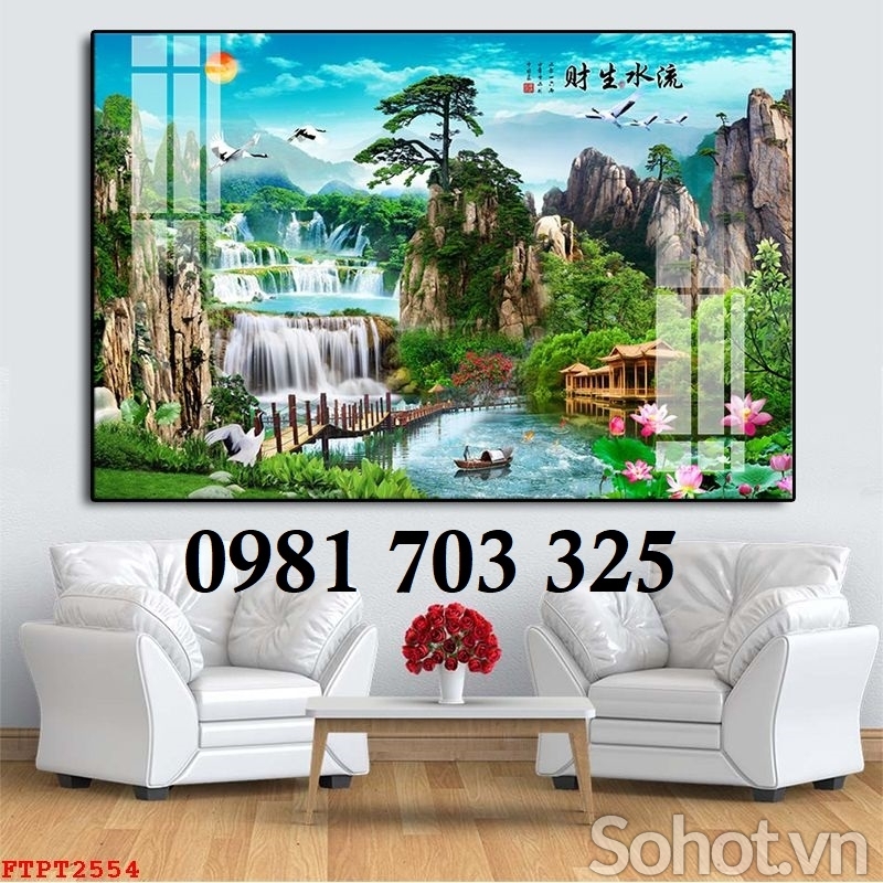 Tranh gạch 3D phong cảnh, tranh sơn thủy hữu tình