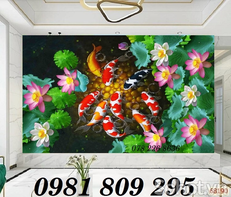 Tranh gạch ốp tường cá chép phong thủy