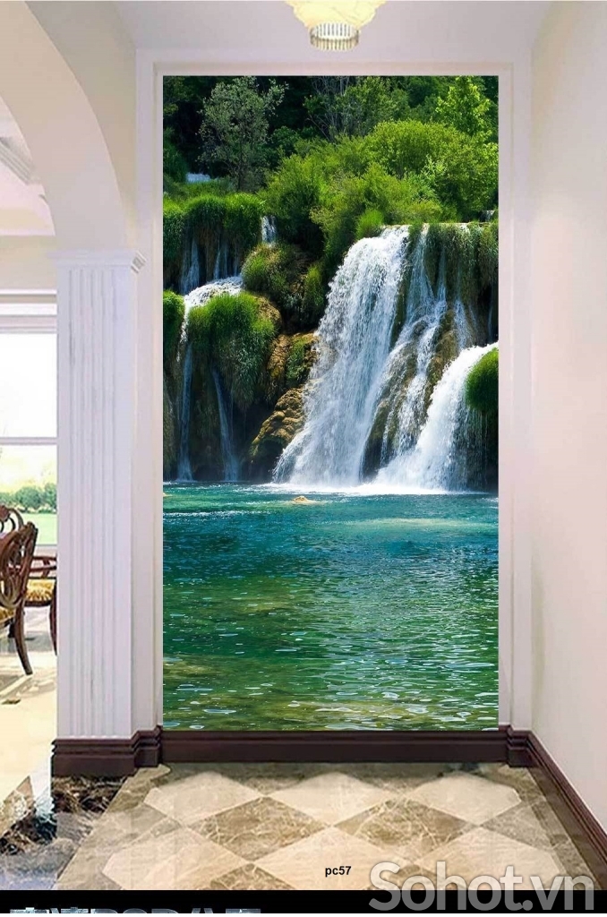 Tranh gạch 3d ốp tường phong cảnh khổ đứng - HJN9