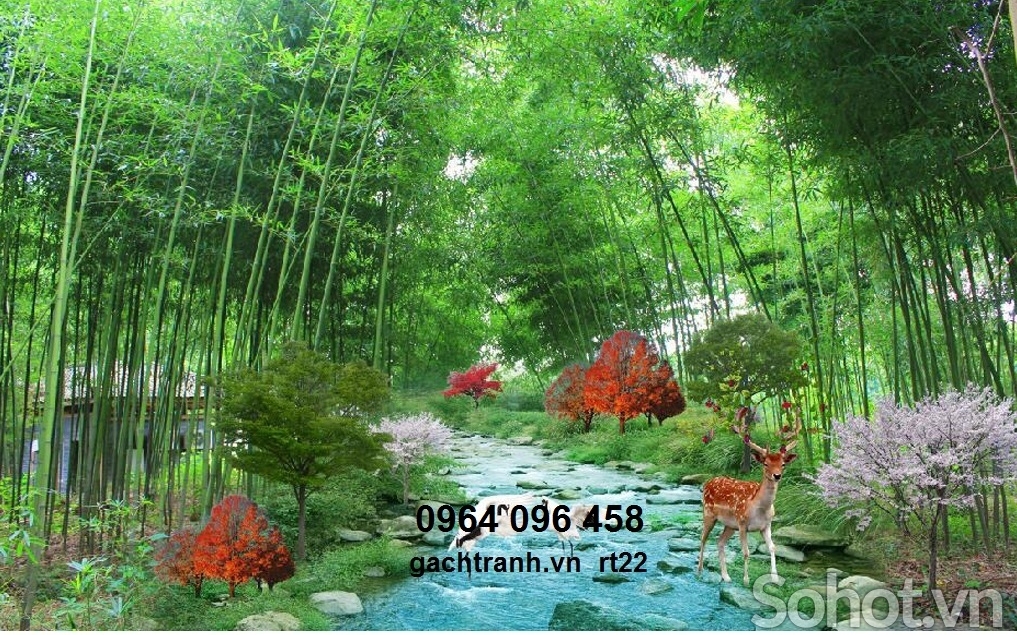 Tranh gạch 3d ốp tường rừng tre trúc - DCX322