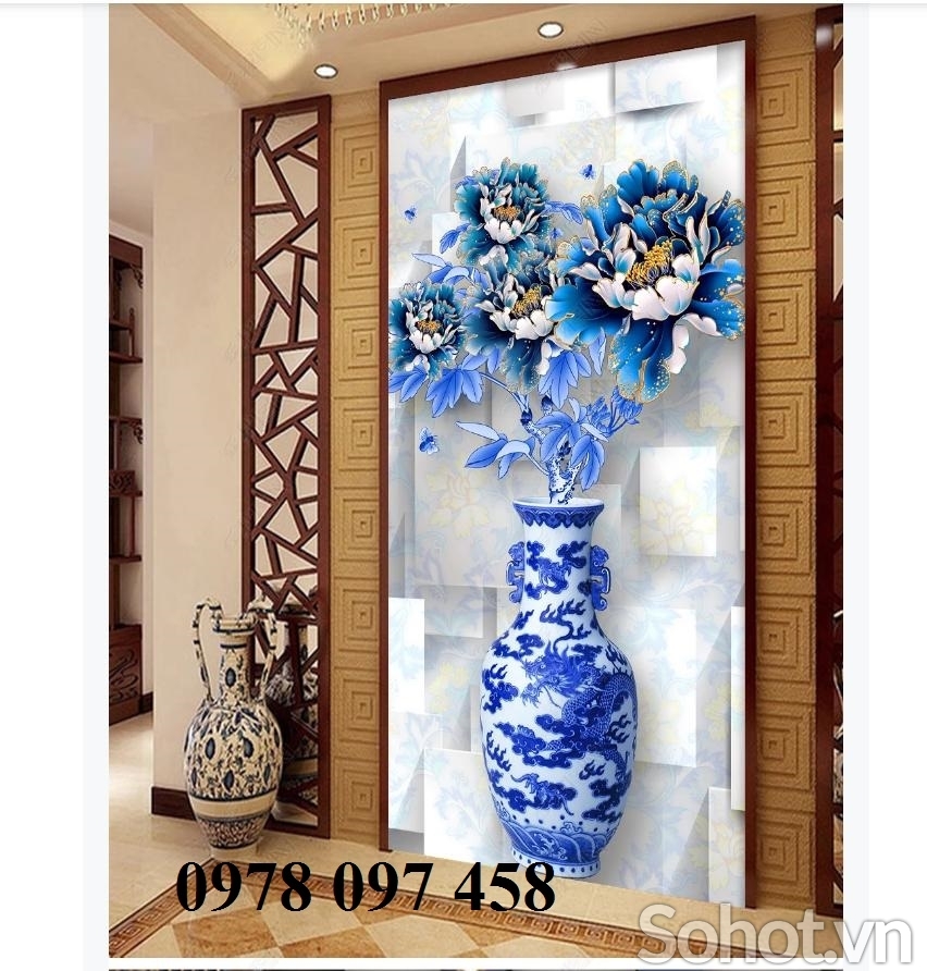 Gạch tranh bình hoa 3D