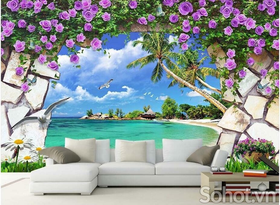 gạch tranh phong cảnh vườn hoa