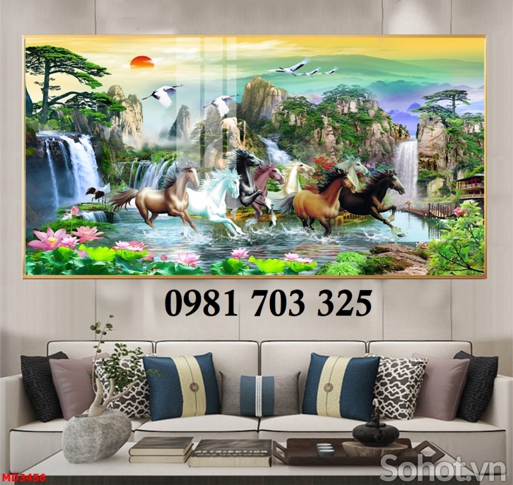 Gạch tranh phong thủy 3D bát mã