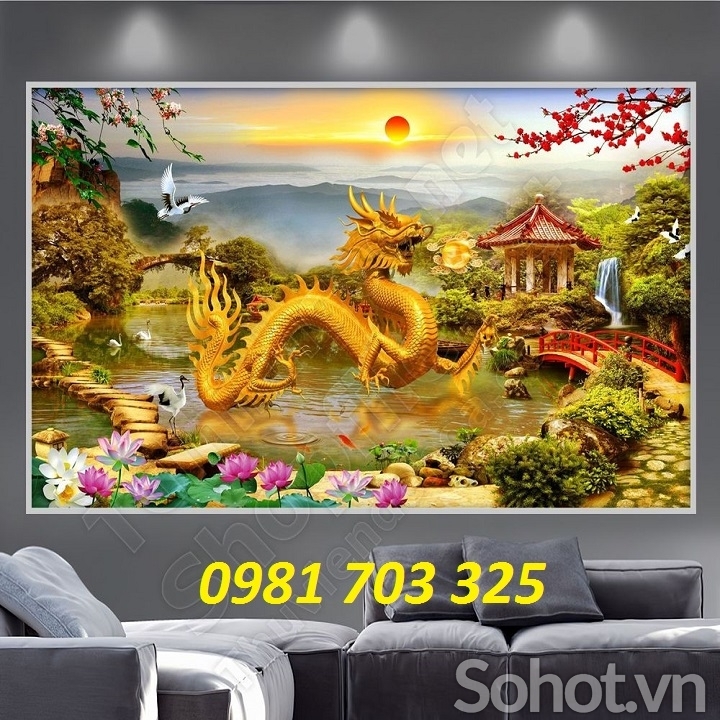 Tranh rồng phong thủy trang trí phòng khách
