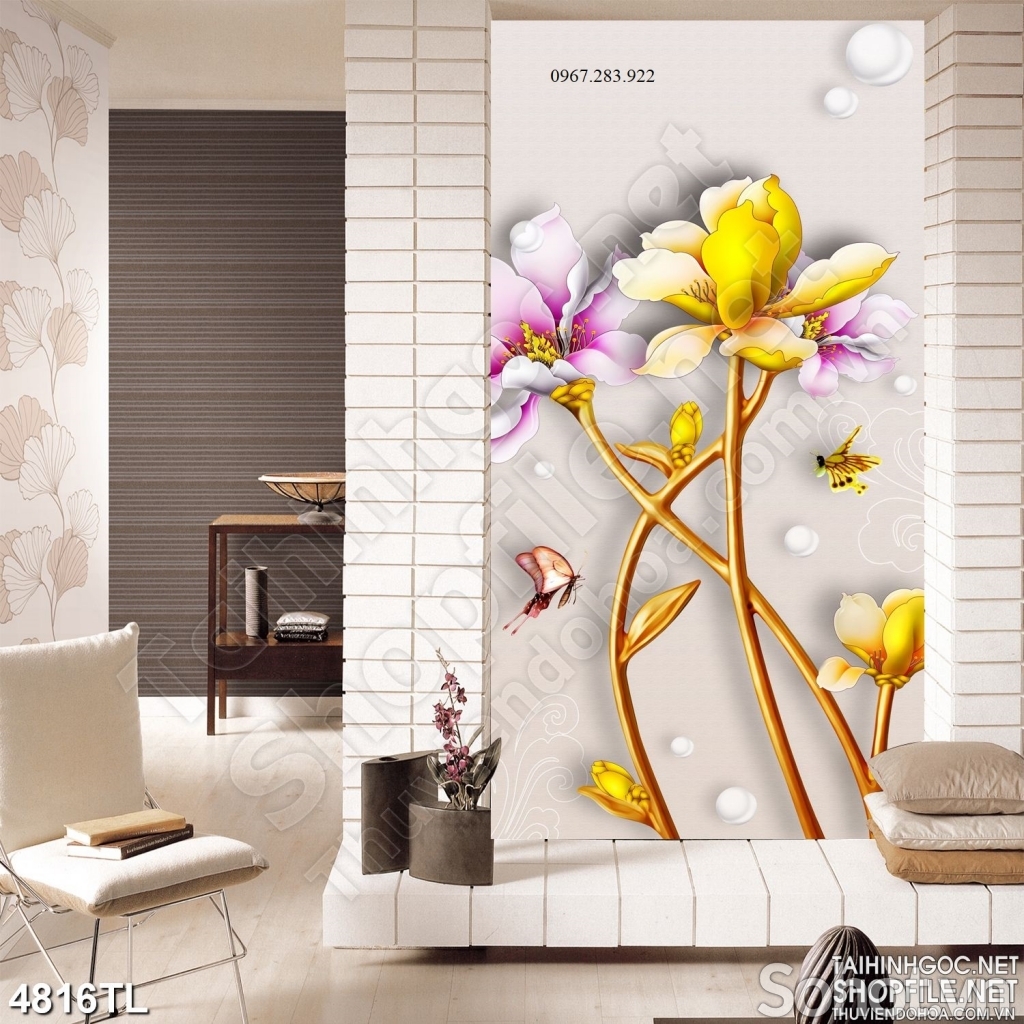 Gạch tranh lụa 3D trang trí phòng khách - Hà Nội - SoHot.vn