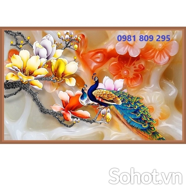 Tranh gạch men 3d chim công HS3222