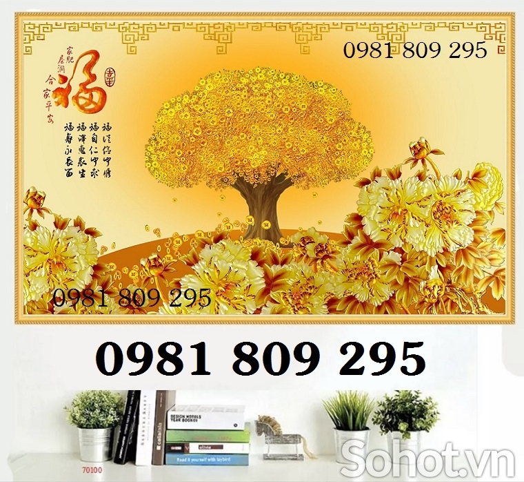 Tranh gạch cây kim tiền đẹp 3d