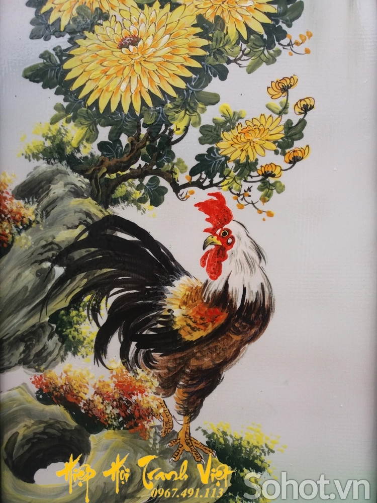 Tranh con gà trống - tranh gạch 3d con gà - HBV42