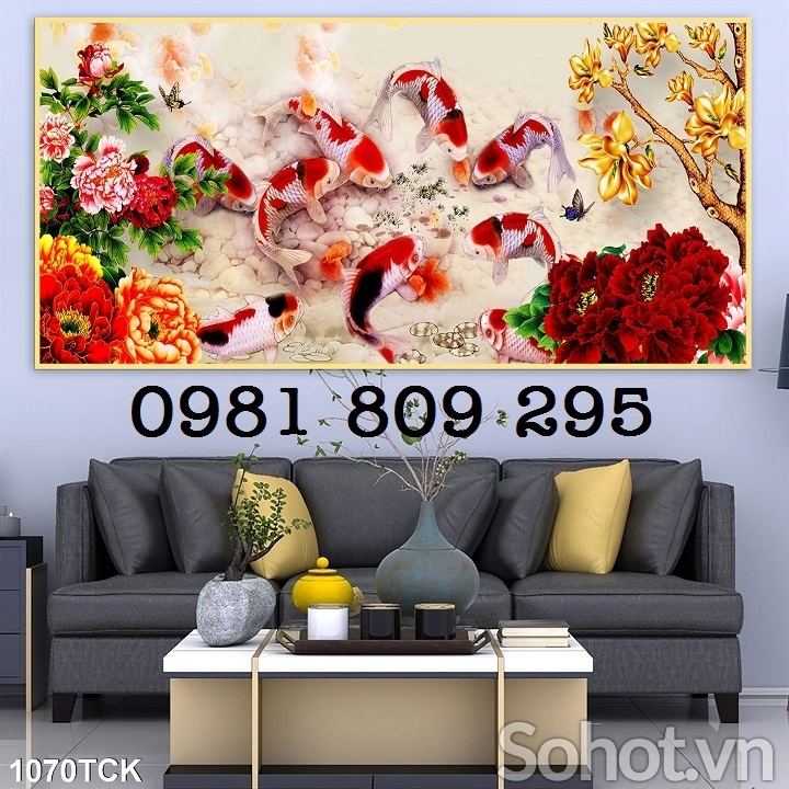 Gạch tranh cửu ngư đồ , tranh gạch