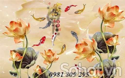 tranh cá chép - tranh gạch 3d cá chép