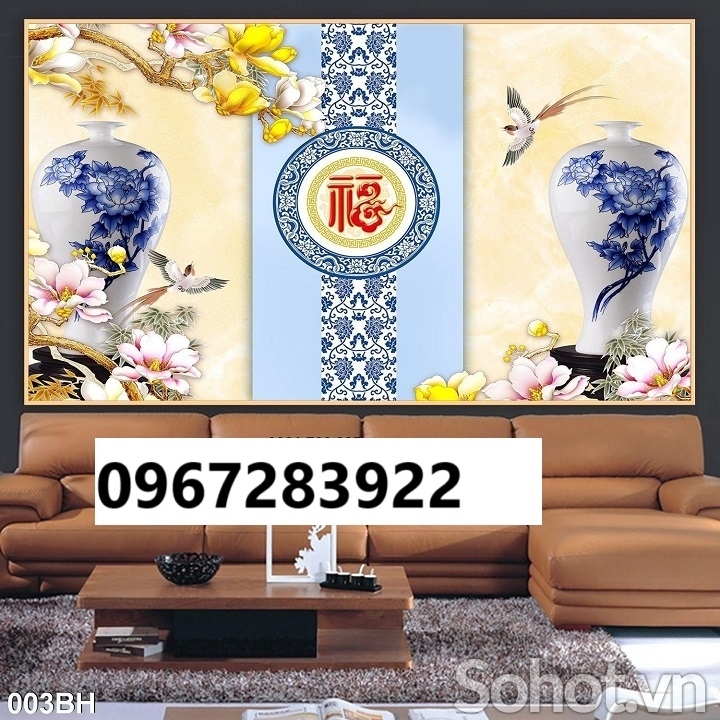 Tranh gạch đẹp 3d bình hoa