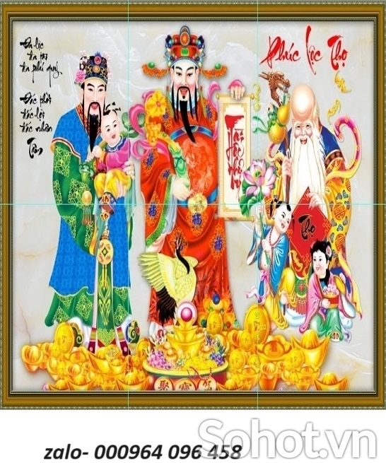 Tranh gạch 3d phúc lộc thọ - DFH90