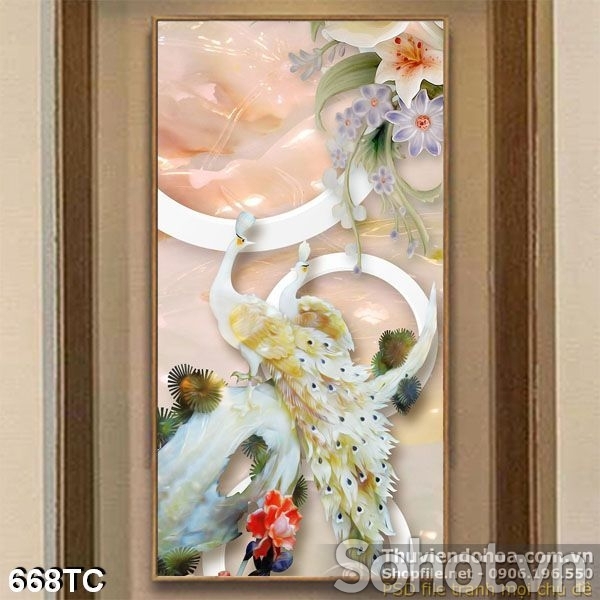 Tranh gạch men 3D chim công