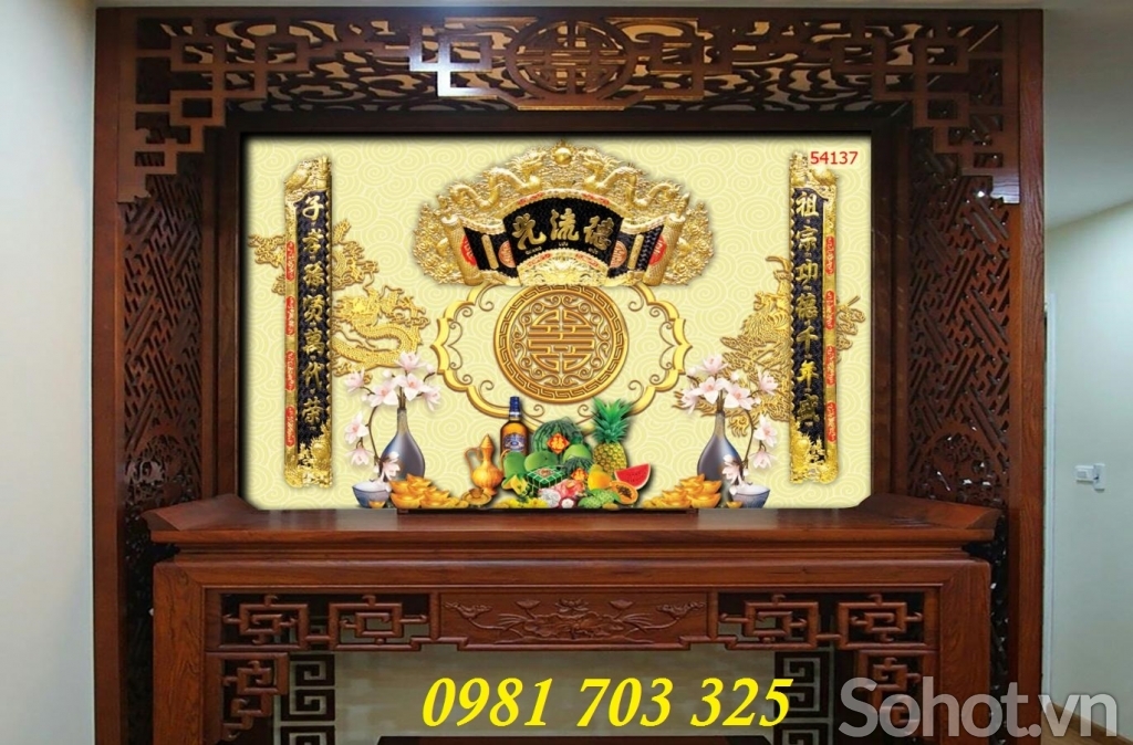 tranh 3D phòng thờ, gạch tranh 3D