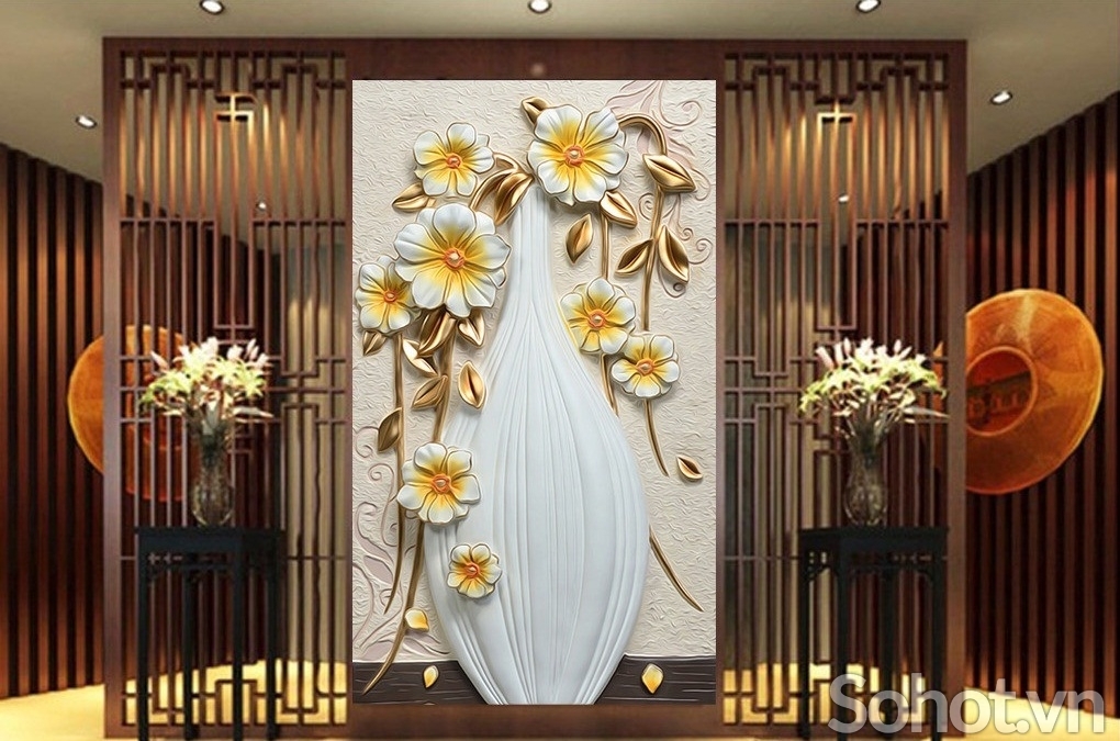 Tranh gạch 3d bình hoa - gạch tranh 3d bình hoa - CVB78