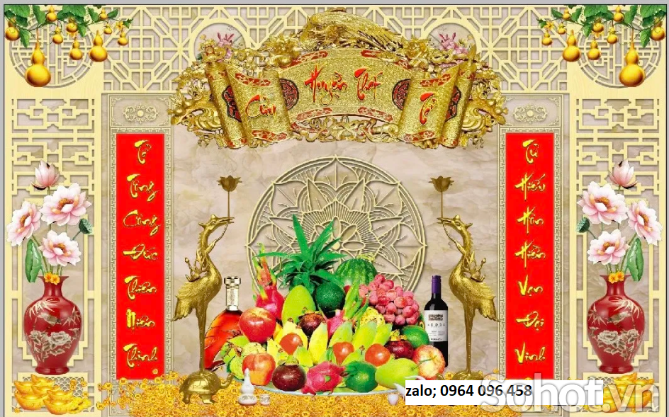 Tranh gạch 3d bàn thờ gia tiên - CXV554