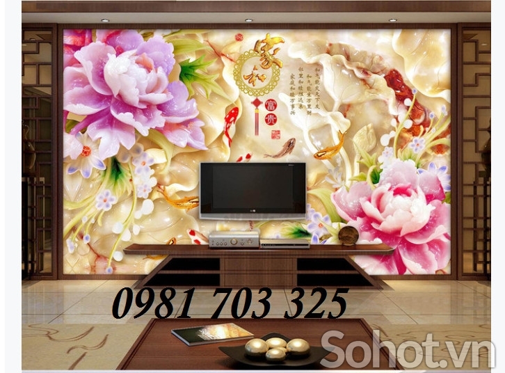 Gạch tranh hoa mẫu đơn 3d đẹp