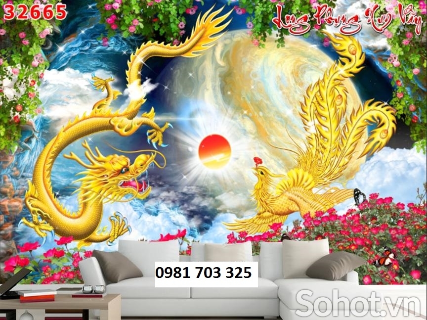 Tranh rồng phượng- gạch tranh ốp tường