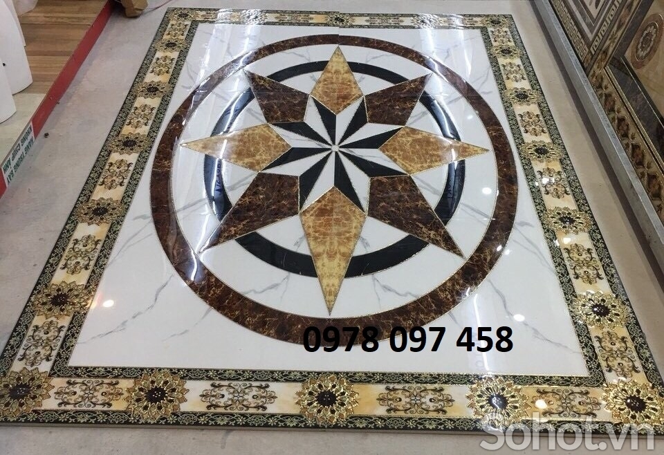 Phòng khách - thảm gạch hoa văn đẹp